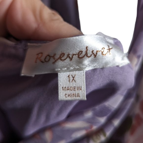 NWT Rosevelt Purple Floral Ruffle Mini Dress Size 1x Plus Size - Picture 4 of 11